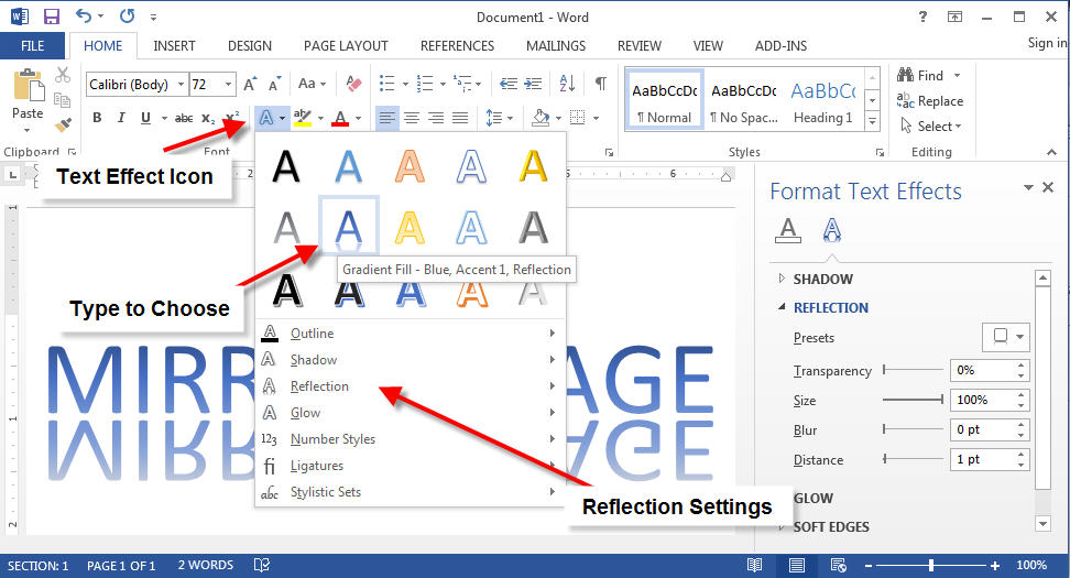 mirror text in microsoft word for mac